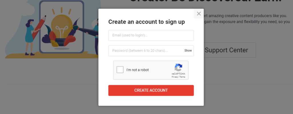 Creating PoweredTemplate contributor's account: Join Page PopUp
