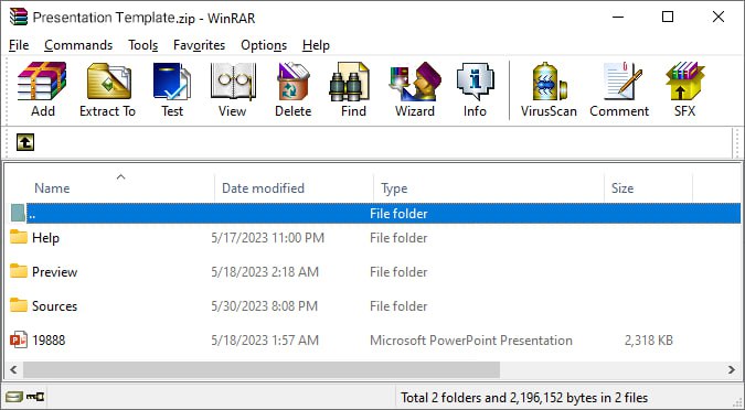 Presentation template archive structure sample